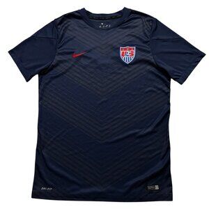 Nike USA Team Prematch Training Soccer Jersey Mens Size L Short Sleeve Blue